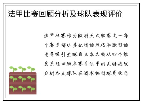 法甲比赛回顾分析及球队表现评价